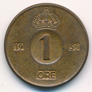 Швеция, 1 эре (1959 г.)