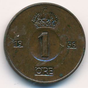 Sweden, 1 ore, 1956