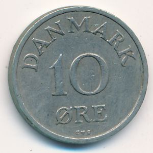 Denmark, 10 ore, 1957