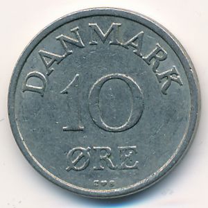 Denmark, 10 ore, 1958
