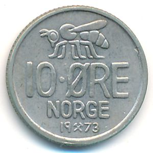 Norway, 10 ore, 1973