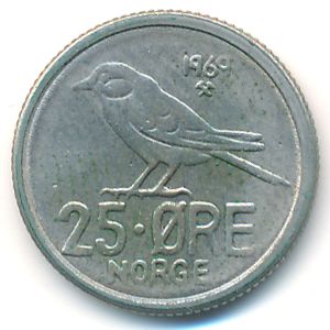 Норвегия, 25 эре (1969 г.)