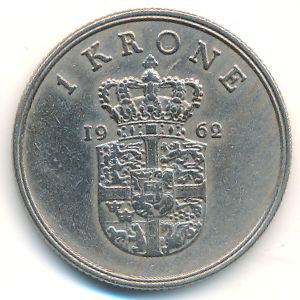Denmark, 1 krone, 1962