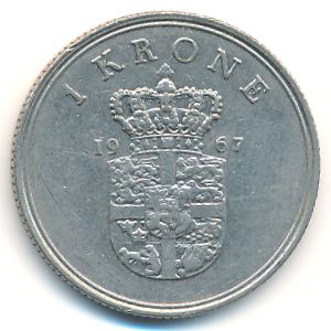 Denmark, 1 krone, 1967