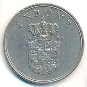 Дания, 1 крона (1968 г.)