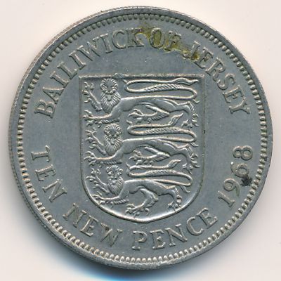 Джерси, 10 новых пенсов (1968 г.)