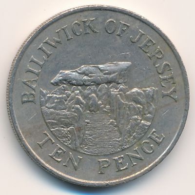 Jersey, 10 pence, 1986