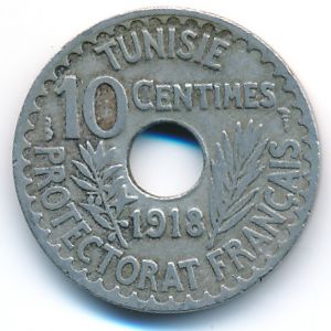 Тунис, 10 сентим (1918 г.)