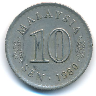 Malaysia, 10 sen, 1980