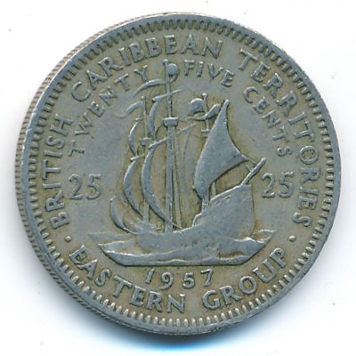 East Caribbean States, 25 cents, 1957