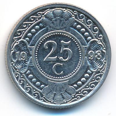 Антильские острова, 25 центов (1998 г.)