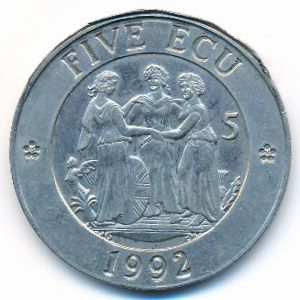 Великобритания., 5 экю (1992 г.)
