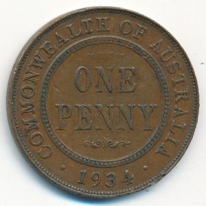 Австралия, 1 пенни (1934 г.)