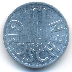 Австрия, 10 грошей (1991 г.)