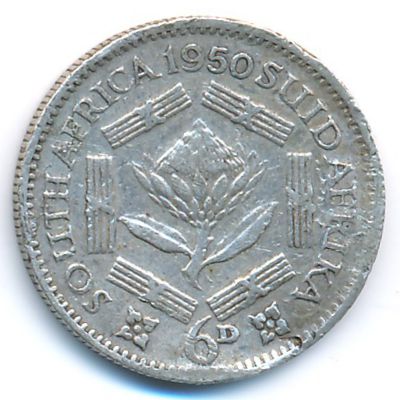 ЮАР, 6 пенсов (1950 г.)