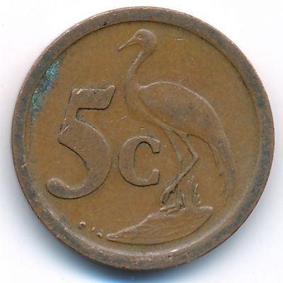 South Africa, 5 cents, 1991