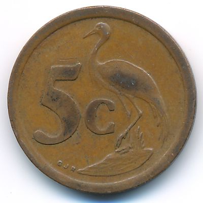 South Africa, 5 cents, 1990