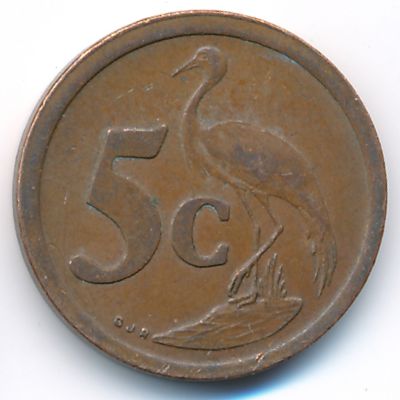 South Africa, 5 cents, 1990