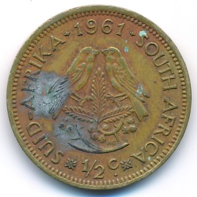 South Africa, 1/2 cent, 1961