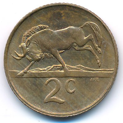 South Africa, 2 cents, 1989