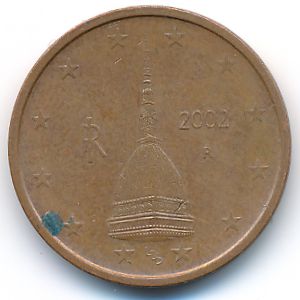 Italy, 2 euro cent, 2002