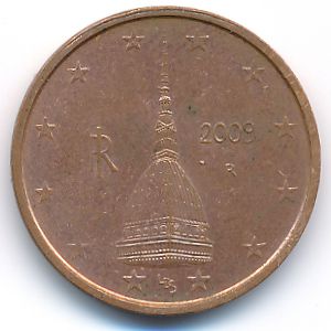 Италия, 2 евроцента (2009 г.)