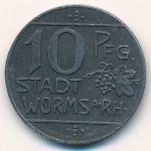 Вормс., 10 пфеннигов (1918 г.)