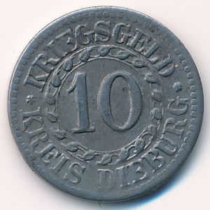 Дибург., 10 пфеннигов (1918 г.)
