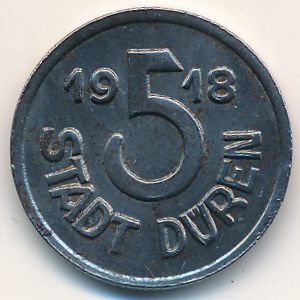 Дюрен., 5 пфеннигов (1918 г.)