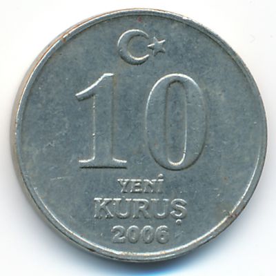 Turkey, 10 new kurus, 2006