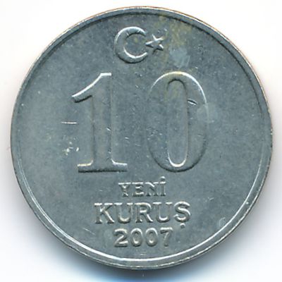 Turkey, 10 new kurus, 2007