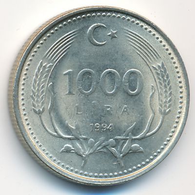Turkey, 1000 lira, 1994