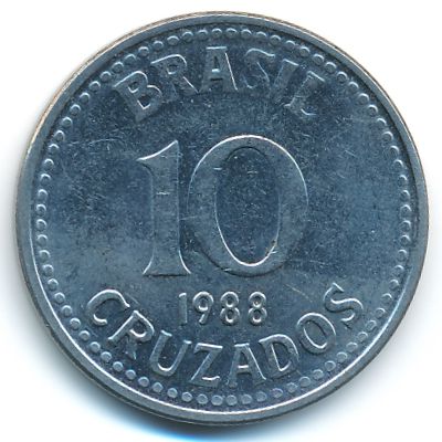 Бразилия, 10 крузадо (1988 г.)