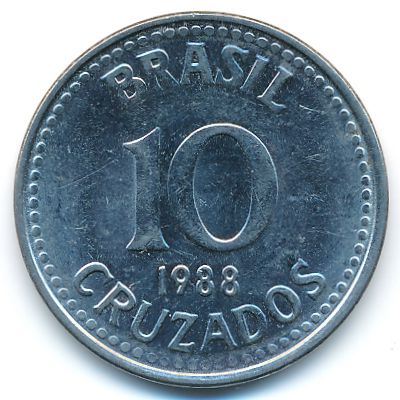 Бразилия, 10 крузадо (1988 г.)