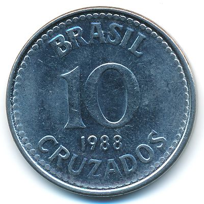 Бразилия, 10 крузадо (1988 г.)