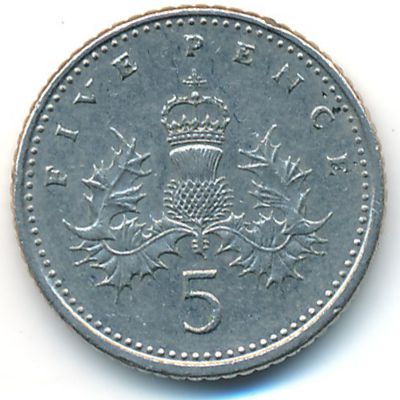 Великобритания, 5 пенсов (1990 г.)