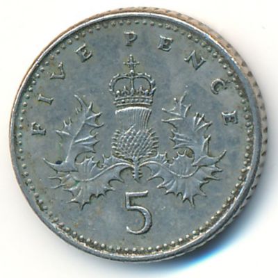 Великобритания, 5 пенсов (1991 г.)