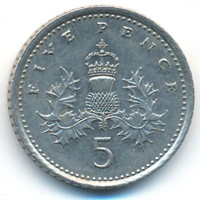 Великобритания, 5 пенсов (1992 г.)