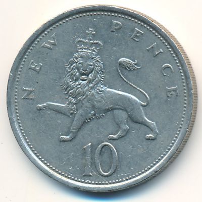 Great Britain, 10 new pence, 1975