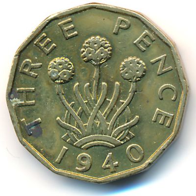 Great Britain, 3 pence, 1940