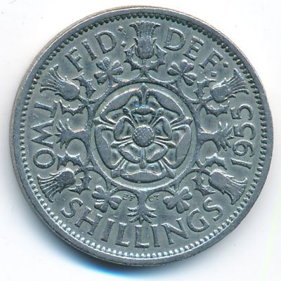 Великобритания, 2 шиллинга (1955 г.)