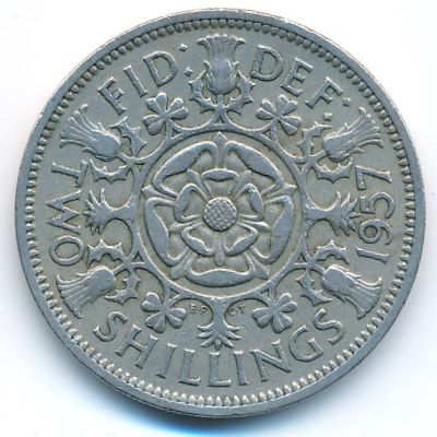 Великобритания, 2 шиллинга (1957 г.)
