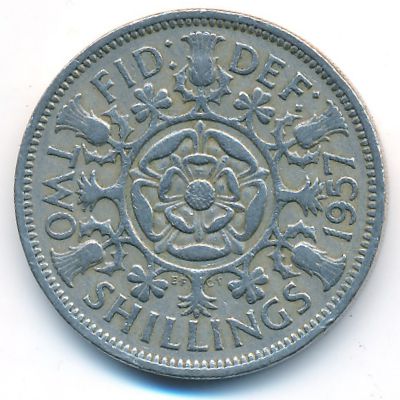 Великобритания, 2 шиллинга (1957 г.)