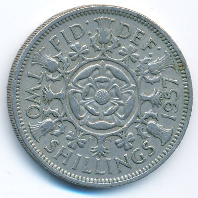 Великобритания, 2 шиллинга (1957 г.)