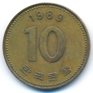 South Korea, 10 won, 1989