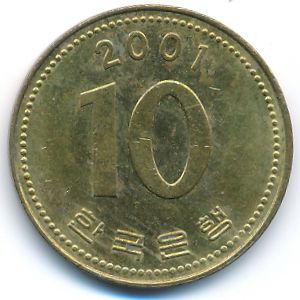South Korea, 10 won, 2001