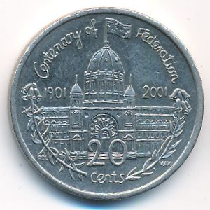 Австралия, 20 центов (2001 г.)