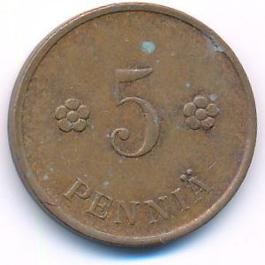 Finland, 5 pennia, 1939