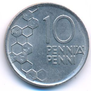 Finland, 10 pennia, 1993
