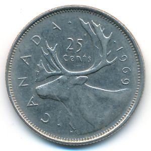 Canada, 25 cents, 1969
